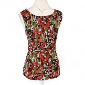 Cato multicoloured floral abstract sleeveless tank top with tie waist Size L